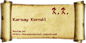 Karsay Kornél névjegykártya